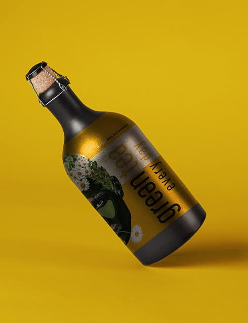 bottle and label design for beverages brand